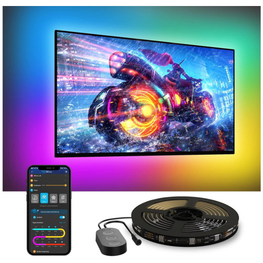 Govee TV LED Backlight, RGBIC TV Backlight for 55-65 inch TVs, Smart LED Lights for TV with Bluetooth and Wi-Fi Control, Works with Alexa & Google Assistant, Music Sync, 99+ Scene Modes, Adapter - ‎H6168